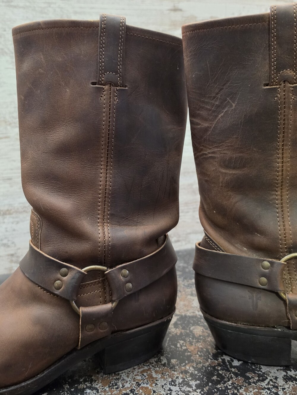 Womens Frye Harness 12R Boots Sz 10 Used 313175 700 77300-3 Brown Leather - Picture 8 of 16